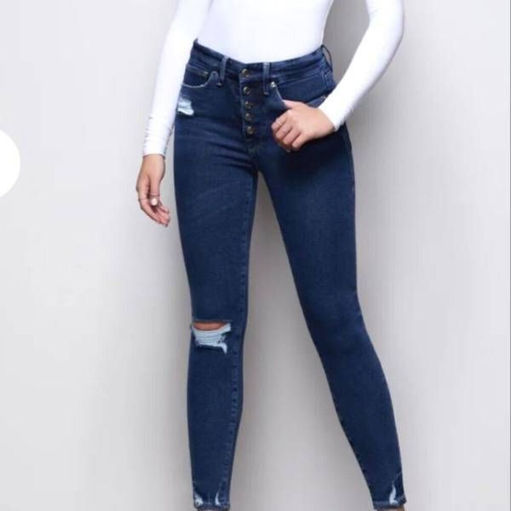 Good American Good waist exposed button jeans sz 6/28